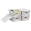 4 Pack Plastic Storage Baskets with Lids and Handles, Stackable