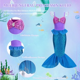 Tindisonka Princess Mermaid Ariel Costume Dress (110)
