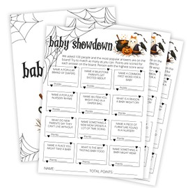 OXRUN Hilarious Baby Shower Games, Halloween Baby Showdown, 30 Double-Sided Fill in Game Cards for Little Ghost Gender Reveal Spooky Party Favor Supplies - D10