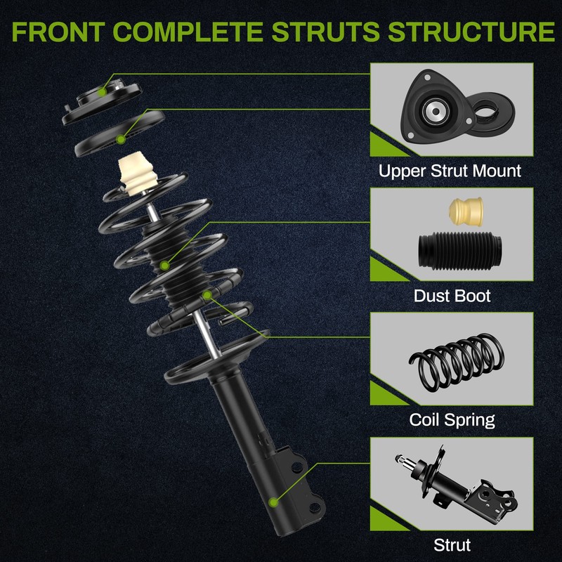 AUTOSAVER88 Front Complete Struts Compatible with 2003-2008 Corolla, Quick Strut