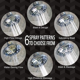 6 Function Adjustable Luxury Shower Head - High Pressure Boosting, Wall Mount, Bathroom Showerhead For Low Flow Showers, 2.5 GPM - Oil-Rubbed Bronze