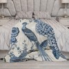 PrintingCo Throw Blanket Blue Chinoiserie Bird Couch Blanket Chinese Style