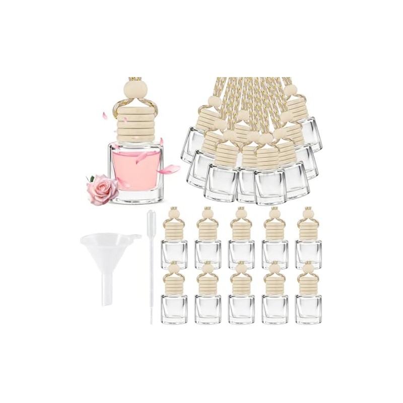 Hanging Car Air Freshener Diffuser Bottles 20 Pack, Empty Glass