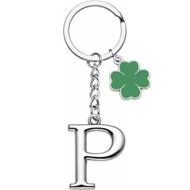 Initial Letter Keychain A-Z Letter Keyring 26 Initial Letter Charm Key Ring Little Gift Initial keychain for men women (P)