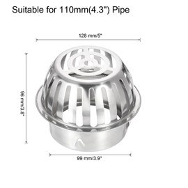 uxcell Roof Floor Drain 304 Stainless Steel Dome Floor Drain Cover Anti-Blocking Round Shaped Roof Floor Drain Outdoor for Home Yard Balcony (128mm/ 5")