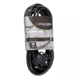 Accu-Cable Edison Extension Cable 12AWG with Threefer End, 10 ft