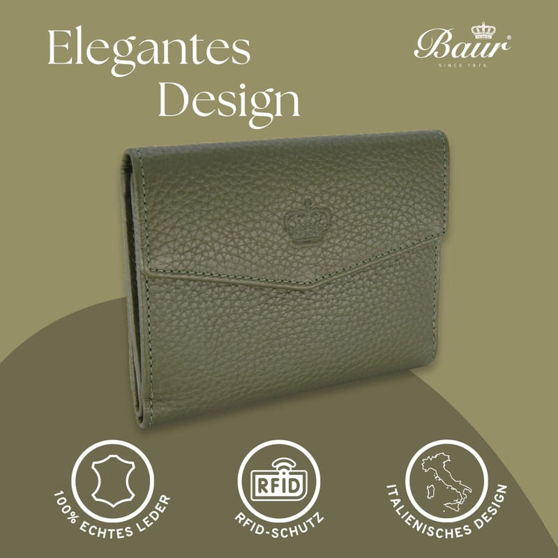 Baur Women's Genuine Leather Wallet with RFID Protection, Small Wallet,