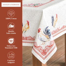 Maison d'Hermine Tablecloth, 100% Cotton, 140 cm x 180 cm, Washable, Square Tablecloth, Decorative Tablecloth for Mother's Day Gifts, Dining, Buffets, Parties, Camping, Campagne - Spring/Summer