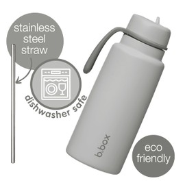 bbox Triple Insulated 1L/34oz Stainless Steel Water Bottle w/Flip Straw Keeps Drinks Cold 46 Hours Leak-Proof Tumbler with Lid & Straw for Travel, Gym & School BPA-Free Sports Bottle Shadow