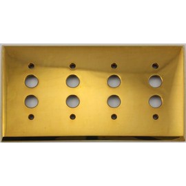Unlacquered Polished Brass 4 Gang Push Button Light Switch Wall Plate