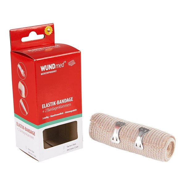 WUNDMed Elastic Bandage for Fixing and Supporting with Bandage Clips