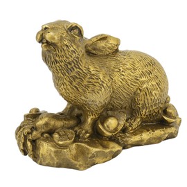 Bunny Statue Sturdy Brass Retro Look Fine Details Stable Durable Metal Rabbit Statue for Garden Patio Backyard