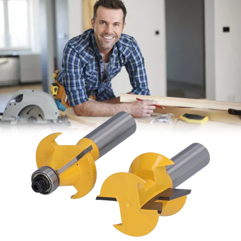 2Pcs Tongue Groove Router Bit 120° with Edge Banding Woodworking