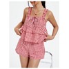 SHENHE Women's 2 Piece Outfits Cute Gingham Tiered Sets Ruffle