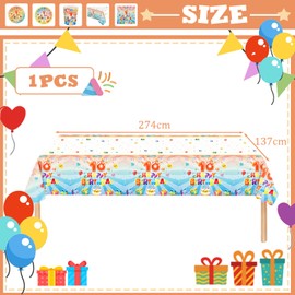 137*274cm 10th Birthday Table Cloth for Girl,Boy,Colourful Kids 10th Birthday Table Decorations Plastic Tablecloths Disposable Tablecover for Girls Boys Kids 10th Birthday Gifts Party Decor Supplies