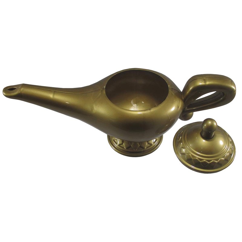 Nicky Bigs Novelties Plastic Magical Wish Lamp Prop, Gold, One