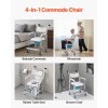 Hospital Chair Bedside Commode 350 Lbs Capacity 4 Wheels Raised