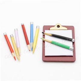 Odoria 1/12 Scale Miniature Colored Pencils and Clipboard Dollhouse Accessories