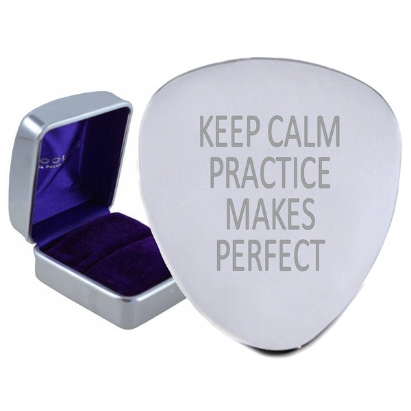 Keep Calm Practice Steel Guitar Plectrum Pick Engraved in Box
