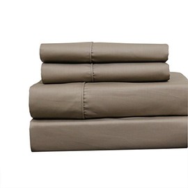 Solid Taupe Top Split King: Adjustable King Bed Size Sheets, 4PC Bed Sheet Set, 100% Cotton, 650 Thread Count, Sateen, Deep Pocket