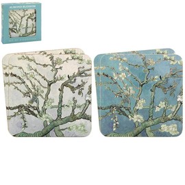 The Leonardo Collection Almond Blossom Coasters Set of 4 | Coasters Set For All Modern Kitchen & Offices | Designed By Vincent Van Gogh | Coasters For All Types of Cups & Mugs