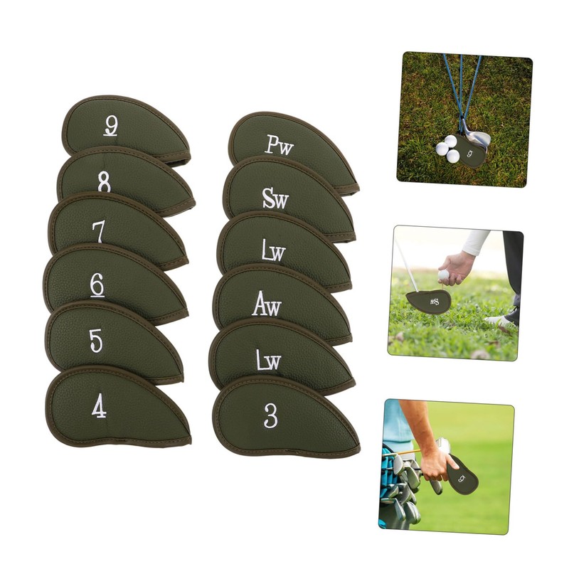 SUPVOX 12pcs PU Fake Leather Golf Iron Head Covers Reusable