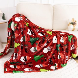 Christmas Throw Blanket, 60x80 Christmas Tree Super Soft Soft Fleece Bed Blanket Knitted Couch Bed Sofa Microfiber Chenille Luxurious Warm Cozy Comfy Lightweight Winter Blankets for Home Decor