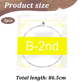 Acoustic Guitar B Strings, 5 Pack Acoustic Guitar Strings Well Balanced Light Tension Replacement Steel String Resistant Rust Prevent Brass Acoustic Tone for Beginners