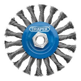 Draper 08058 Steel Twist-Knot Flat Wire Wheel Brush, 115mm, M14
