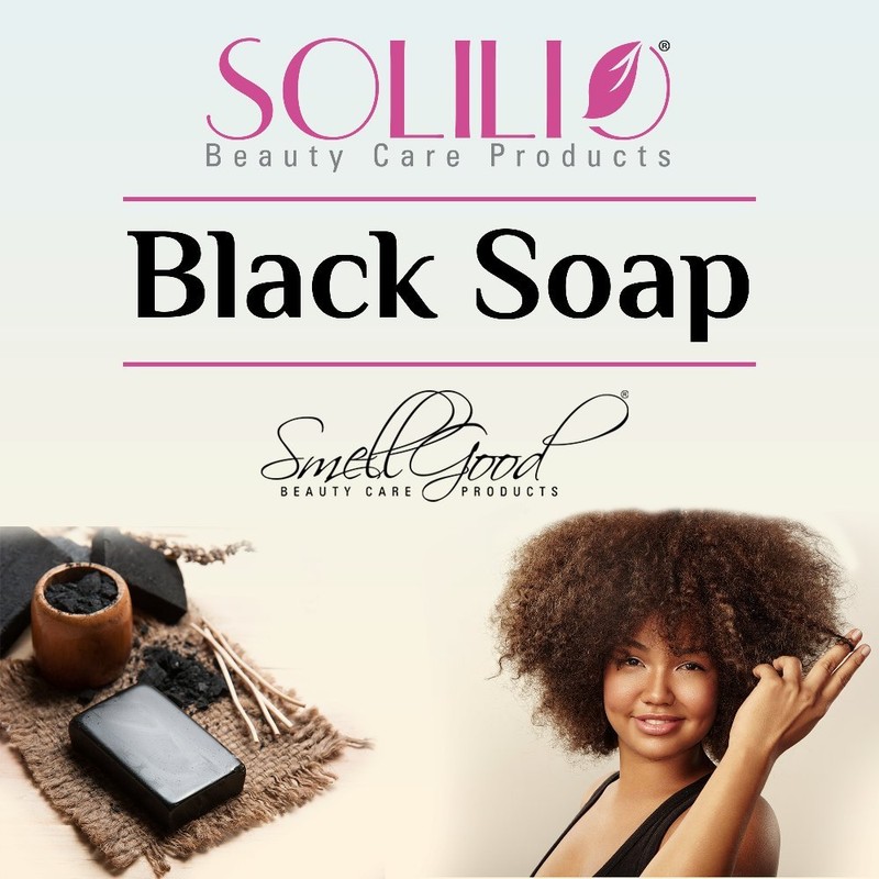 Smellgood Black soap brick imported from ghana 1lb
