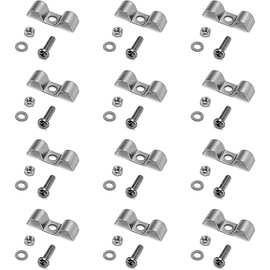 QWORK Stainless Steel Double Line Clamp, 12 Pack 3/8" Fuel Lines Clips with Mounting Screws