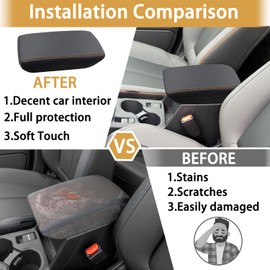 CIMOF Center Console Armrest Cover for Subaru Forester Accessories 2025 2026, Arm Rest Box Protective Cover, Armrest Lid Leather Cover, Custom Armrest Interior, Middle Console Cover (Orange Stitches)