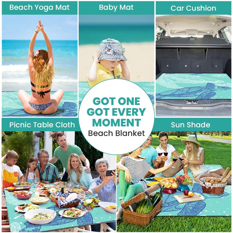 Ainiv Beach Blanket Beach Mat, Large Picnic Blanket 210 x