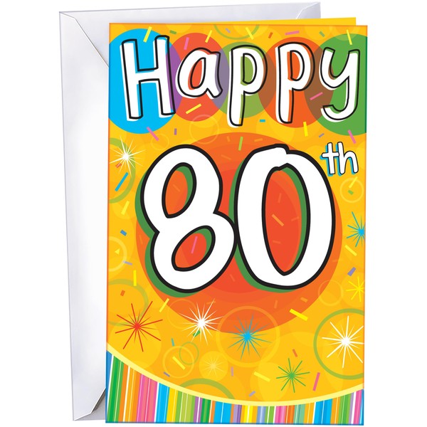 Chuck's Card-O-Rama 80th Birthday Card - Excellent Card Stock, Envelope