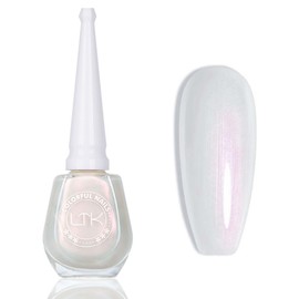 White Nail Polish - Pearl Nail Polish - White Pearl Glitter Nail Polish Reflect Pink Shimmer Flash - High Glossy Shine Long Lasting No Need UV Long Lasting DIY Manicure Nail Art