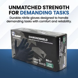 Disposable Black Nitrile Gloves, Large, 8 MIL, Diamondshield, Work Gloves, Premium, Powder-Latex Free, L, NBL80-L (10)