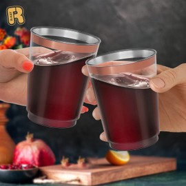 100 Pack Rose Gold Plastic Cups For Party - 10 Oz Rose Gold Party Cups Disposable - Hard Disposable Cups - Premium Heavy Duty Rose Gold Gold Cups - Disposable Cocktail Glasses - Plastic Glasses