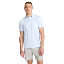 EXPRESS Men’s Everyday Performance Polo – Short Sleeve, Striped, Stretch, Moisture-Wicking – Skylight Blue