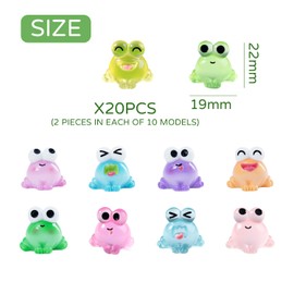 PLLDVEFD 20 Pieces Of Mini Frog Ornaments, Cute Resin Big-Eyed Frog, Creative Cartoon Animal Decoration, Garden Mini Luminous Ornaments, Doll House Toy Decoration.