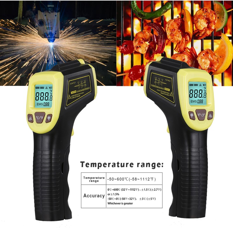 Infrared Thermometer, Non-Contact Digital Laser Temperature Gun -58°F to 1112°F
