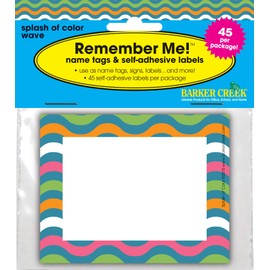Barker Creek Name Badges & Self-Adhesive Labels, Splash of Color, Multi-Purpose Name Tags, Gift Tags, and More! 3.5" x 2.75", 45 per Pkg, Home, School and Office Supplies (1536)
