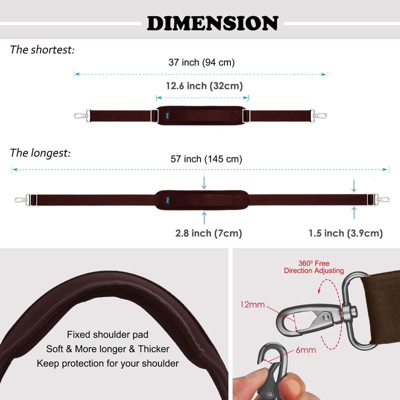 ZINZ Shoulder Strap, 57" Padded Adjustable Shoulder Bag Straps Replacement