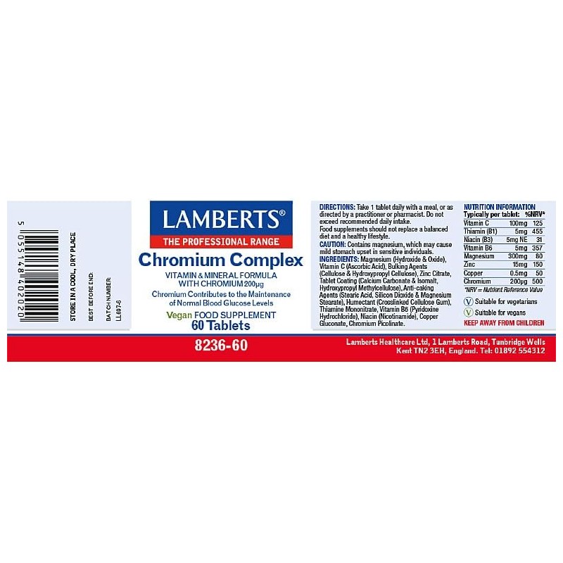 Chromium Complex 60 Tablets of Lamberts