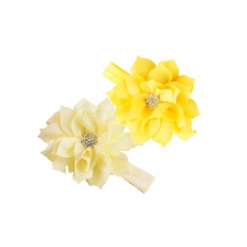 LDDCX Ivory+Yellow Girl Baby Flower Headbands Rhinestone Flower Princess.(FD83) (Ivory+Yellow)
