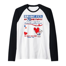 It's My 70th Birthday Men boy Sign My Shirt Bday Raglan Baseball Tee