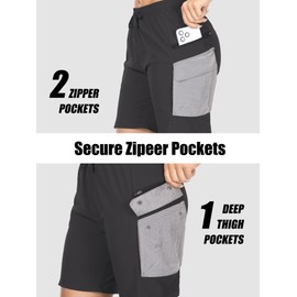 Asfixiado Womens Hiking Cargo Shorts Quick Dry Lightweight Drawstring Summer Shorts for Women Travel Outdoor with Zipper Pockets #2116-Black-4