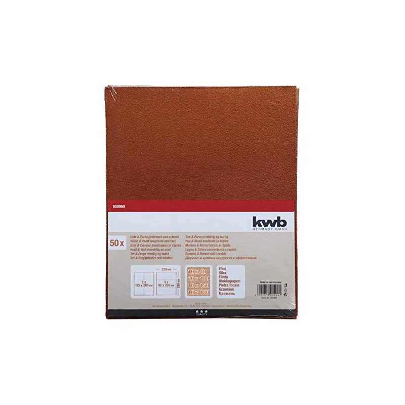 kwb Sandpaper Flint Economy Pack Wood and Paint, 800-960