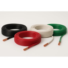 30 FEET THHN Stranded Copper Wire – 6 AWG Black, Red, White + 8 AWG Green Ground – Color-Coded Electrical Wire for Residential & Commercial Projects