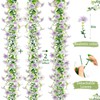 Eucalyptus Garland with White Petunias Flowers Fake Flowers,6FT-2Pcs