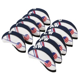 10 Pcs Golf Club Iron Head Covers Protector Headcover Set USA in Black